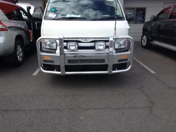 toyota hiace 2 post ecb bullbar commuter silver hammertone powdercoat finish ecb newcastle
