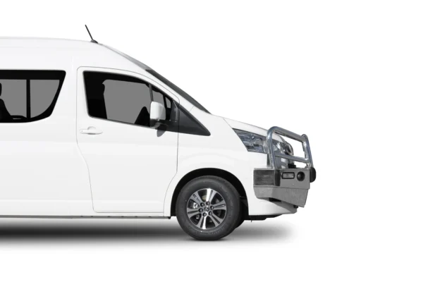 toyota hiace bullbar with silver hammertone powdercoat finish ecb newcastle
