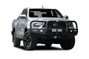 toyota hilux sr & sr5 winch bullbar black ripple powdercoat finish