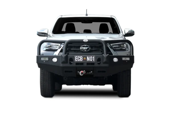 toyota hilux sr & sr5 winch bullbar textura black powdercoat finish
