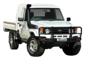 Safari ARMAX performance upgrade kit for Toyota LandCruiser 70 Series 1HZ diesel including exhaust, snorkel, clutch, and engine tuning