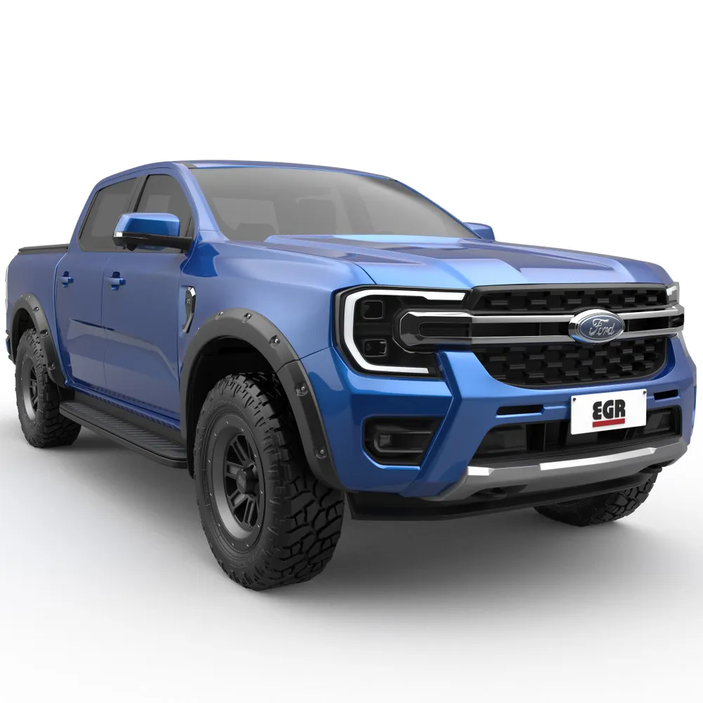 EGR fender flares for Ford Ranger RA 2022 Platinum model in matte black with OEM-style no-drill installation