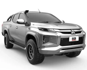 EGR fender flares for Mitsubishi Triton MR in ultra matte black with smooth finish and factory-style fitment