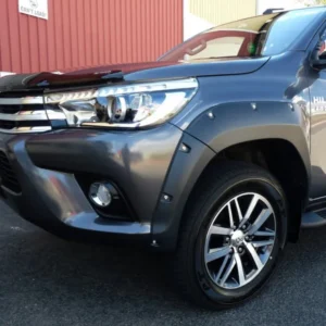 EGR fender flares for Toyota Hilux 2015-2018 wide and narrow body models with smooth or bolt-style matte black finish Image Title: EGR Fender Flares for Toyota Hilux 2015-2018