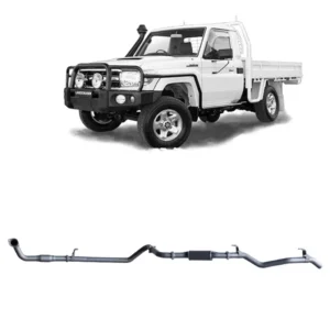 Redback Extreme Duty 3-inch dump-pipe-back exhaust for Toyota Landcruiser 79 Series 4.2L turbo-diesel, compatible with 1HD-FTE models and available in multiple muffler and cat options at Opposite Lock Cardiff
