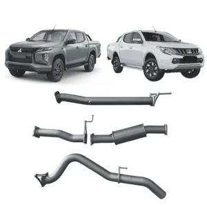 Redback Extreme Duty 3-inch DPF-back exhaust for Mitsubishi Triton MQ/MR 2015-on, available in pipe-only, resonator, and large muffler options at Opposite Lock Cardiff