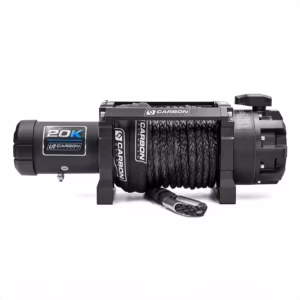 Carbon Scout Pro 20000lb 24V extreme duty truck winch with synthetic rope and heavy-duty off-road recovery system BYO hook version