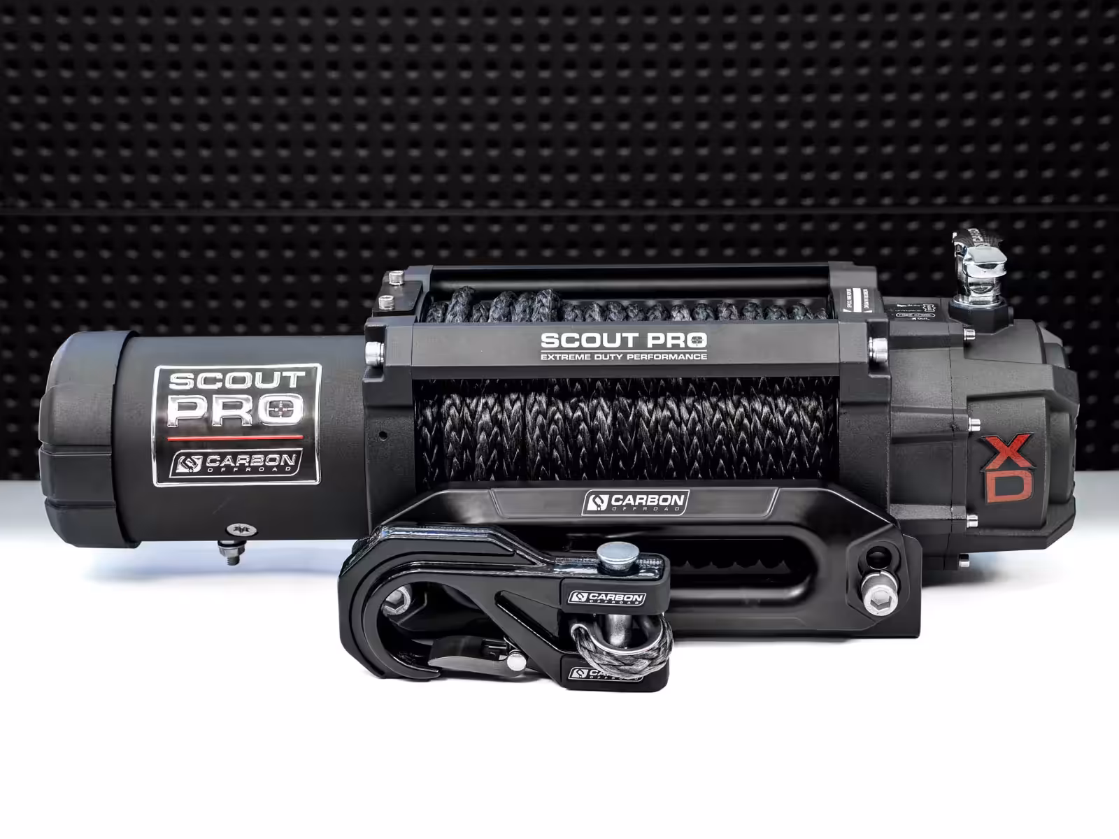 Carbon Scout Pro 7000lb Winch 7HP High-Speed 4x4 Recovery Winch with UHMWPE Rope