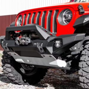 RIVAL aluminium front bar installed on Jeep Wrangler JK JL and Gladiator JT with ultra lightweight 32kg design and LED fog lights