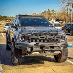 RIVAL aluminium front bar front view on Ford Ranger Raptor Next Gen with LED fog lights