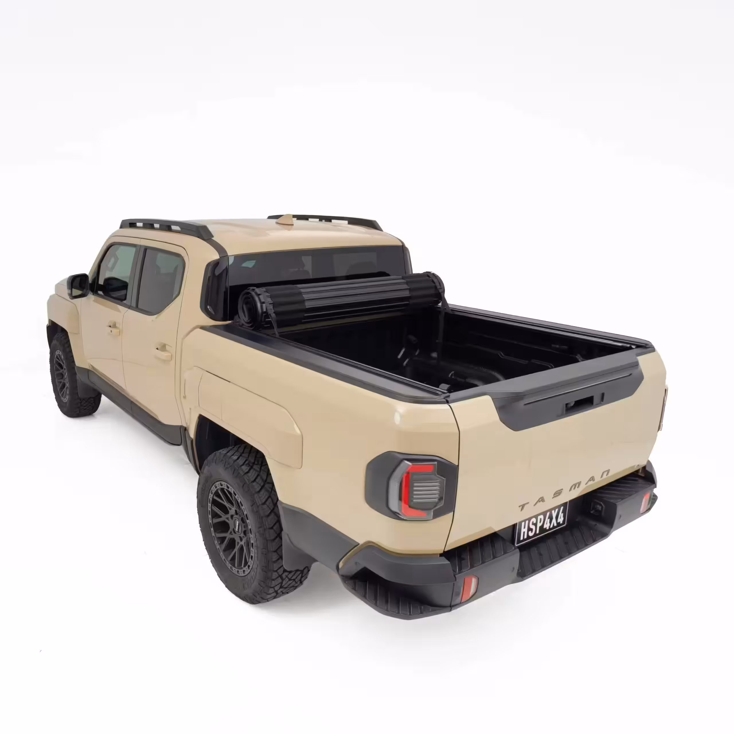 HSP Roll Mate hard roll-up tonneau cover fitted to Kia Tasman with secure aluminium slat tray cover design