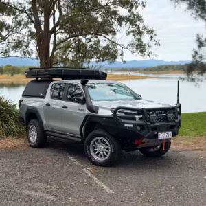 Opposite Lock bull bar Toyota Hilux 2026 ADR compliant winch ready front protection bar with fog lights and LED indicators