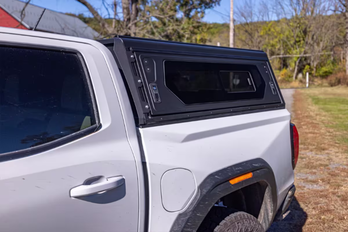 Contour canopy fitted to Chevy Colorado and GMC Canyon Short Bed rear view